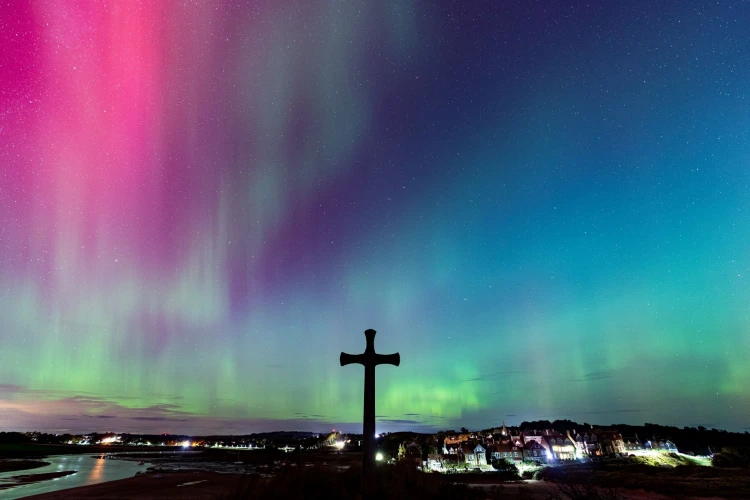 Aurora Borealis on Church Hill in Alnmouth