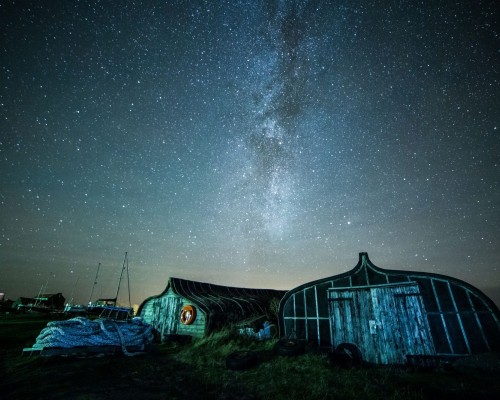 Starry sky above Holy Island