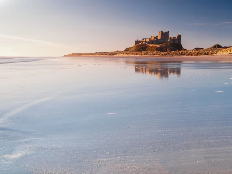 Bamburgh beach and castle