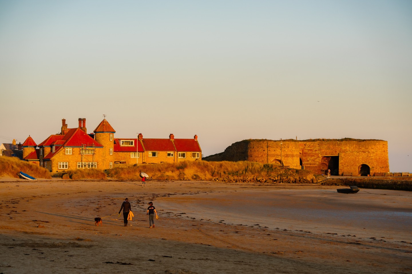 People walking on the beach at Beadnell