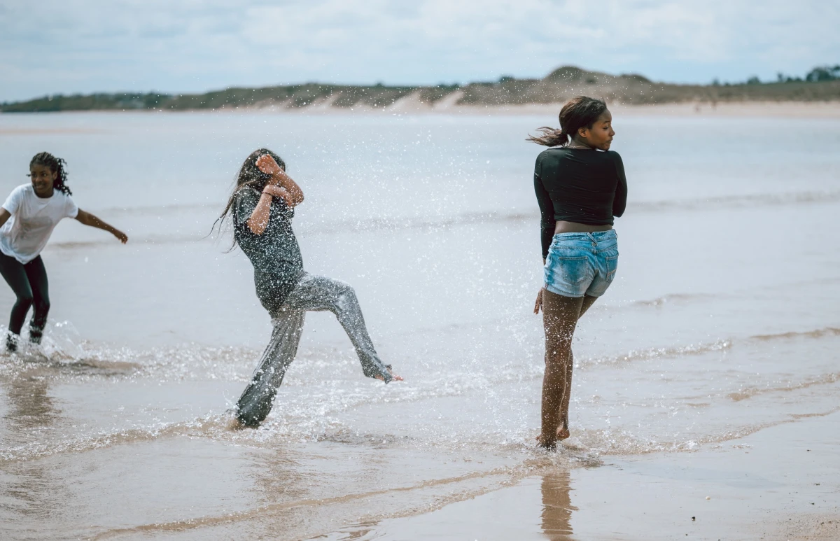Children splashing in the sea